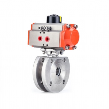 Pneumatic wafer thin ball valve