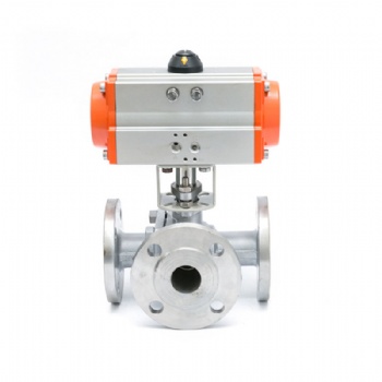 Pneumatic 3way flange ball valve