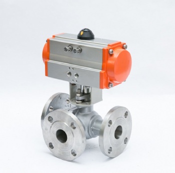 Pneumatic 3way flange ball valve