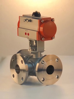 Pneumatic 3way flange ball valve